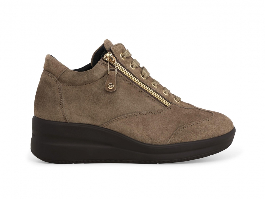 Sneakers donna in camoscio beige r25625z