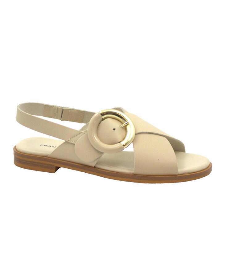FRAU 86P9 oyster beige scarpe sandali donna pelle fibbia incrocio elastico