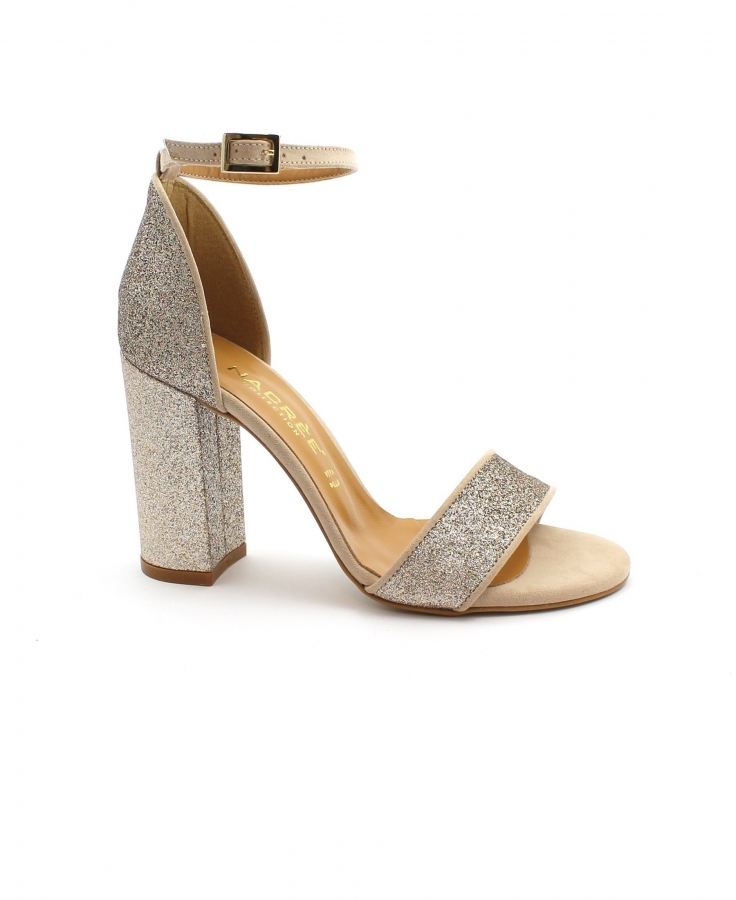 NACREE 018N024 nude beige scarpe donna sandalo tacco cinturino tallone chiuso