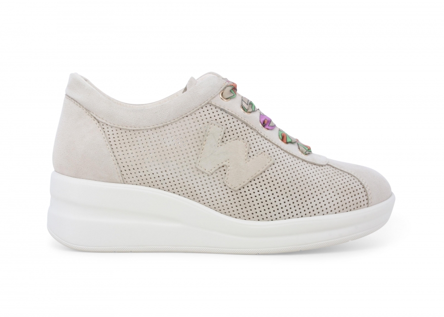 Sneakers donna in camoscio beige r20245z