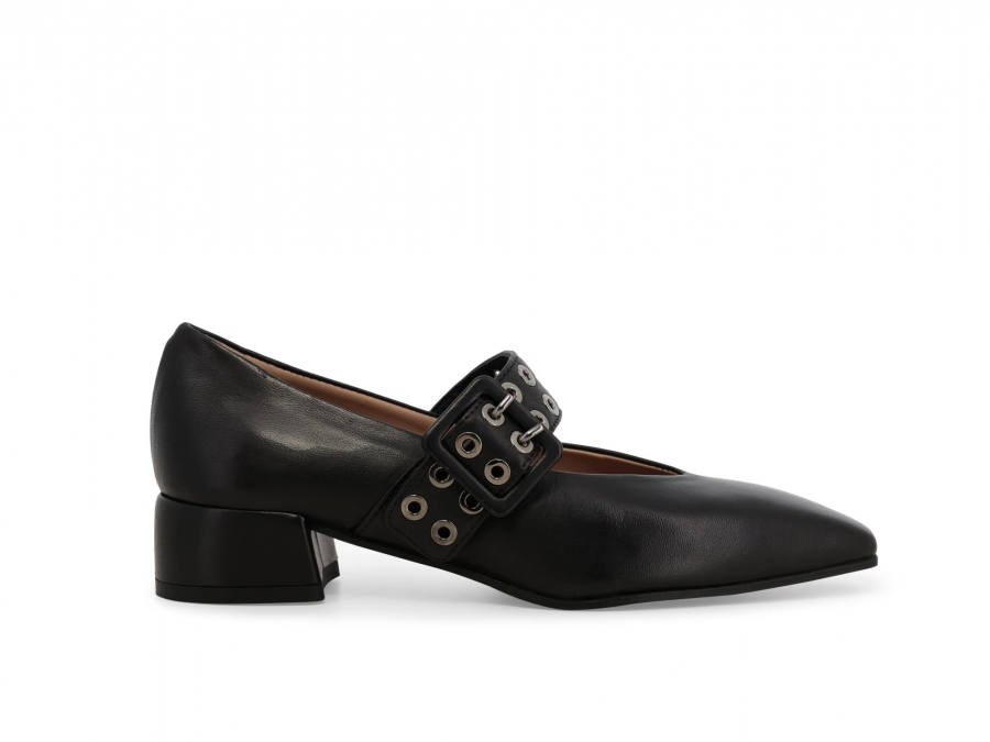 Décolleté donna in pelle nero v5349