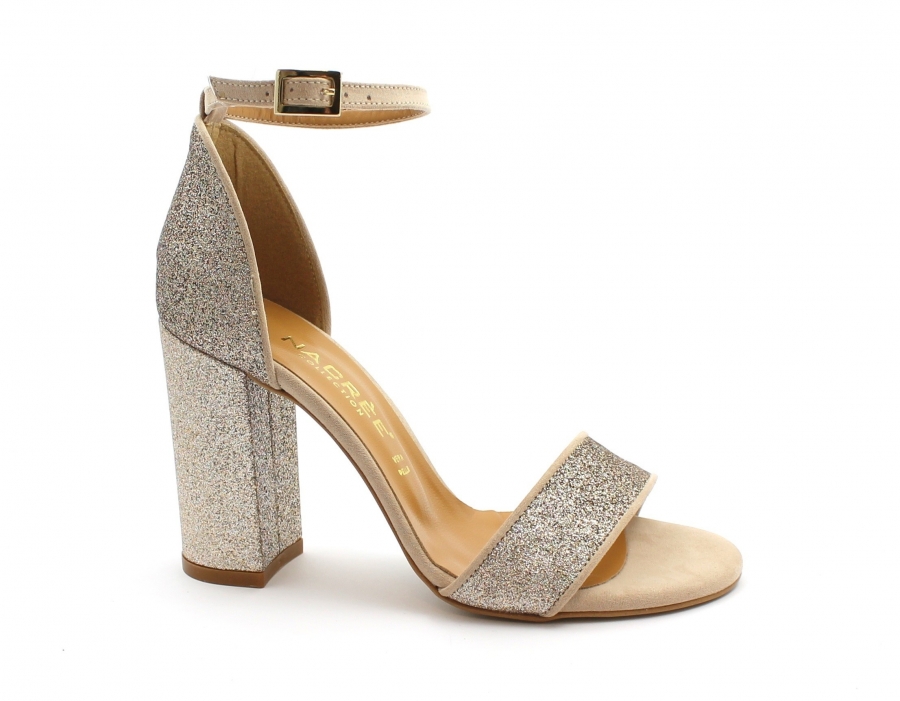 NACREE 018N024 nude beige scarpe donna sandalo tacco cinturino tallone chiuso