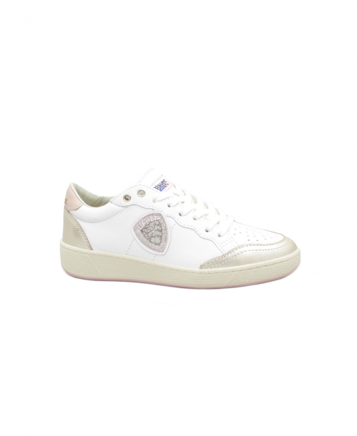 BLAUER OLYMPIA21 platinum nude scarpe donna sneakers pelle lacci logo glitter