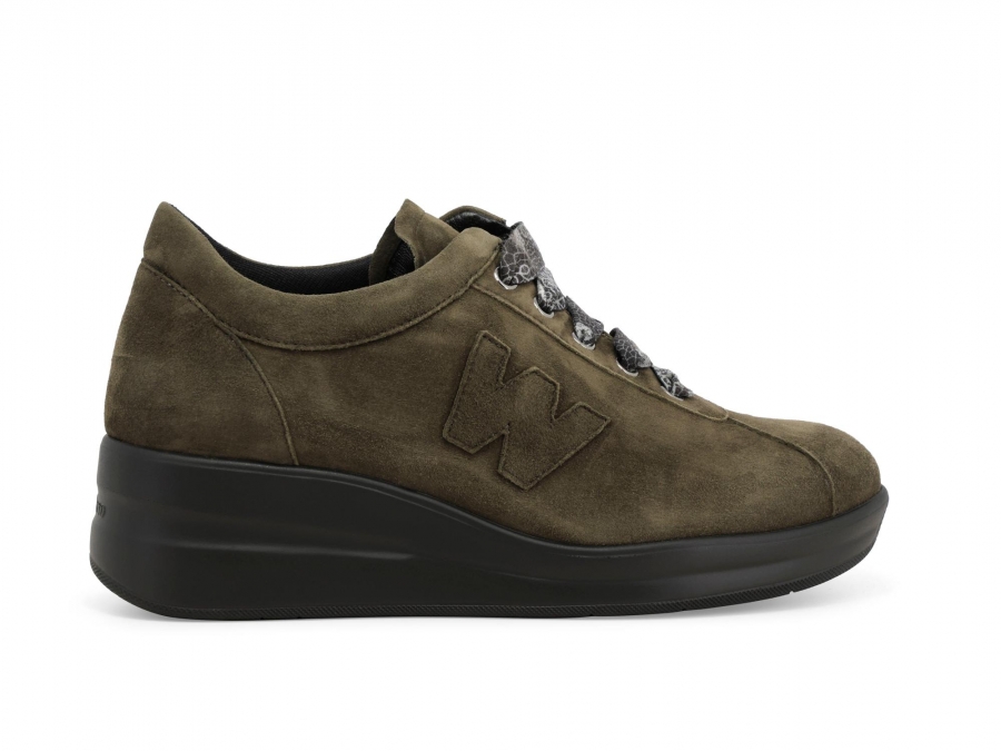 Sneakers donna in camoscio comode verde r25656z