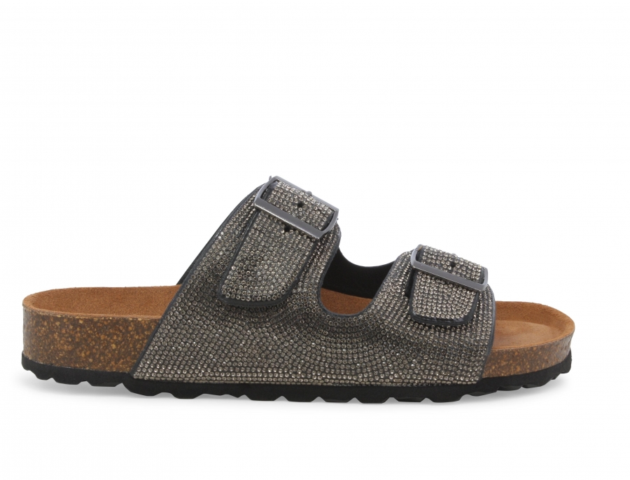 Ciabatta donna in similpelle grigio 018146z