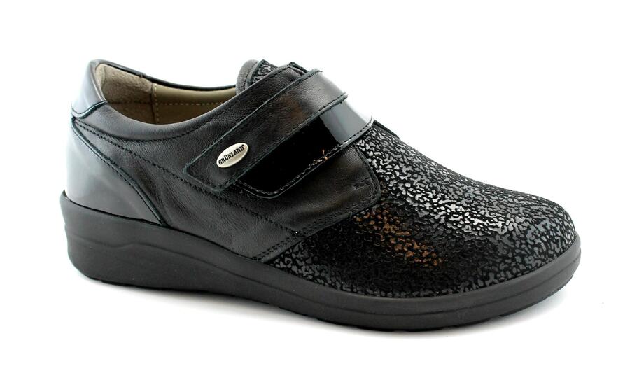 GRUNLAND FINN SC4695 nero scarpe donna sneakers strappo pelle + tessuto elasticizzato