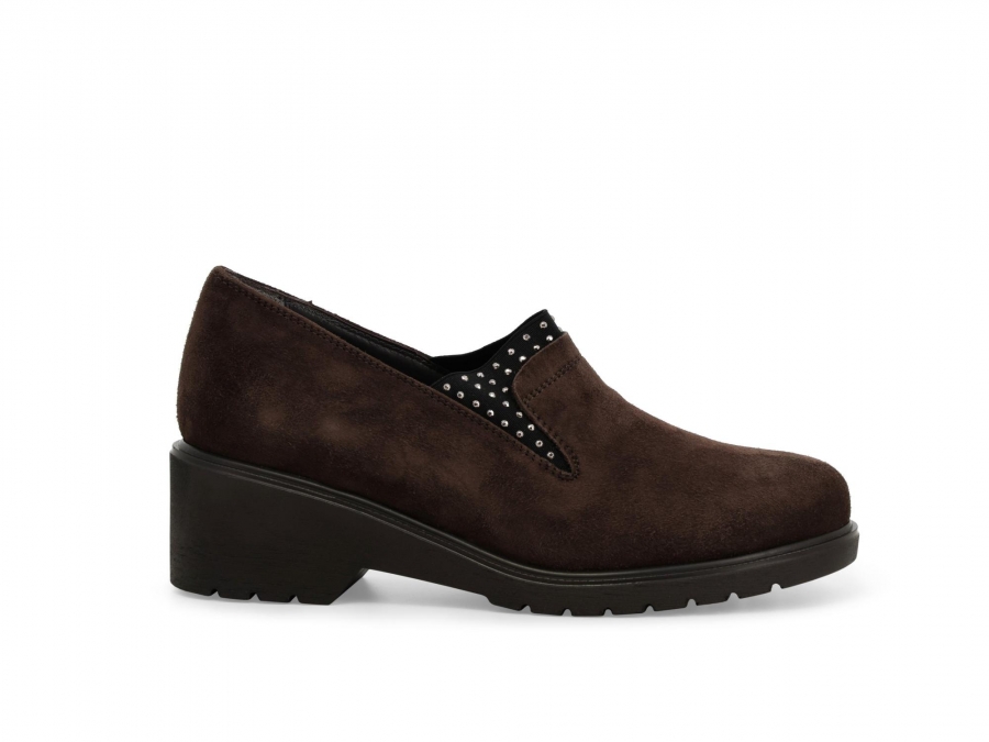 Mocassino donna in camoscio marrone r35738z