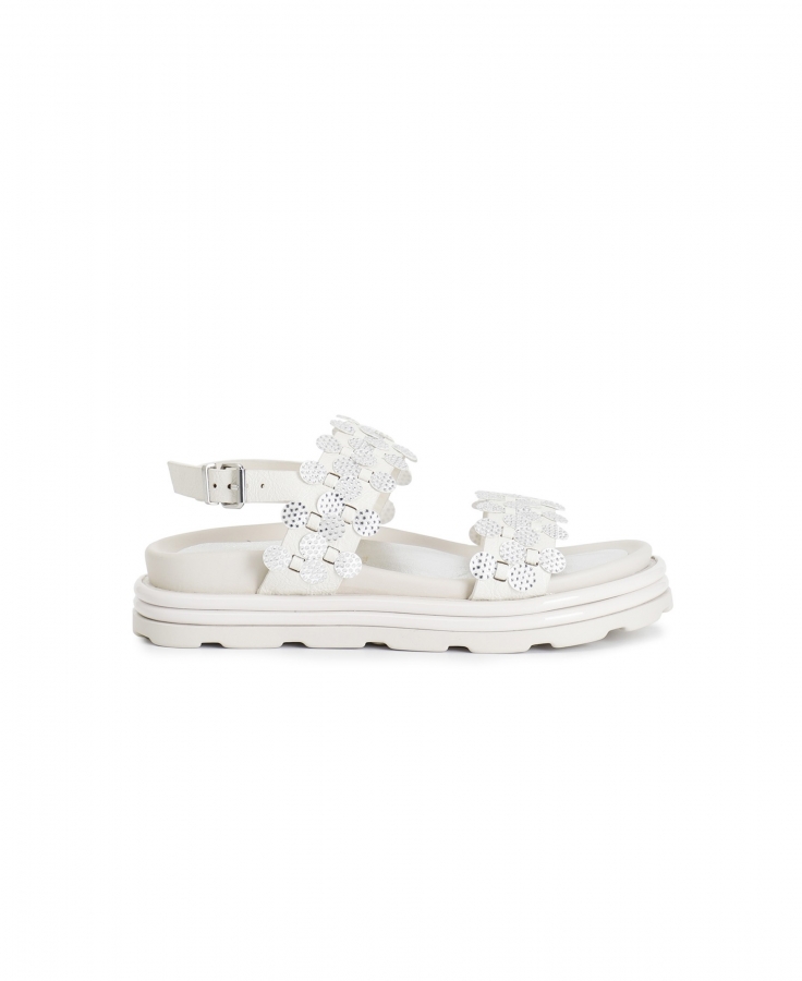 CAFè NOIR GF9004 bianco sandali donna cinturino strass platform