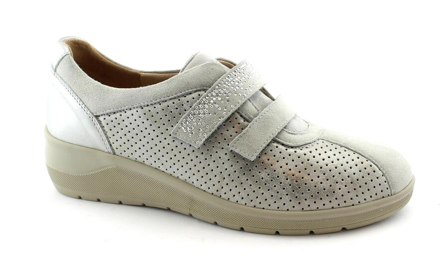 GRUNLAND DAPE SC5116 grigio scarpe donna sneakers elastica strappi pelle