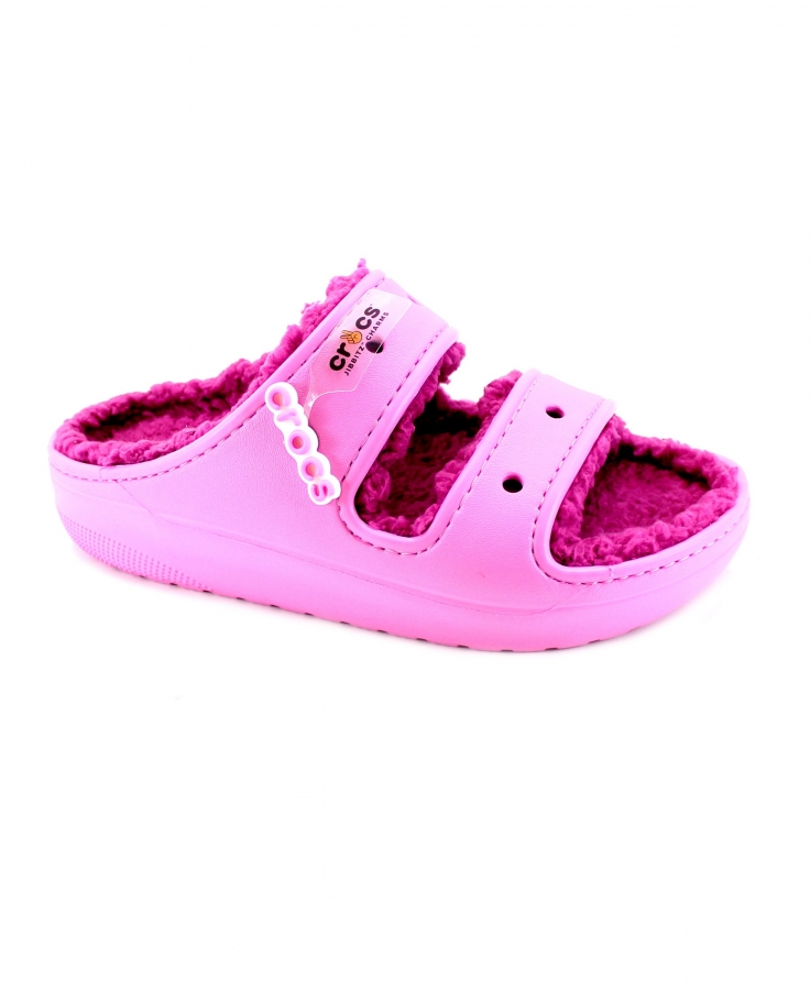 CROCS CLASSIC COZZY SANDAL 207446 pink rosa ciabatte bambina gomma pelo