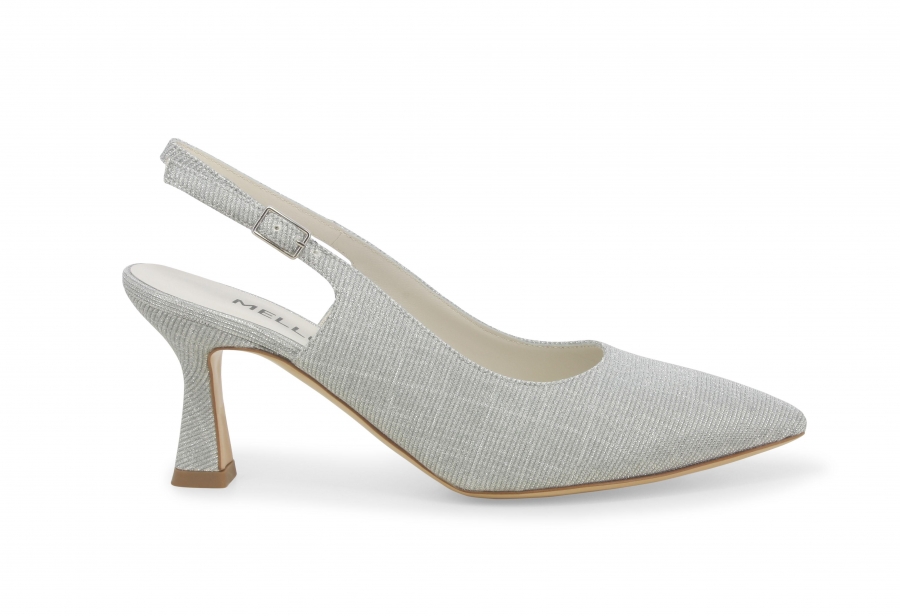 Décolleté donna slingback in tessuto argento d165z