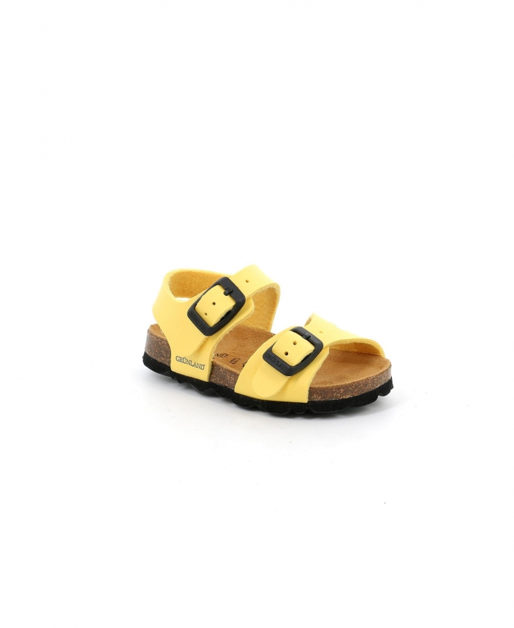 GRUNLAND ARIA SB0027 giallo sandalo bambino fibbie birk plantarino anatomico