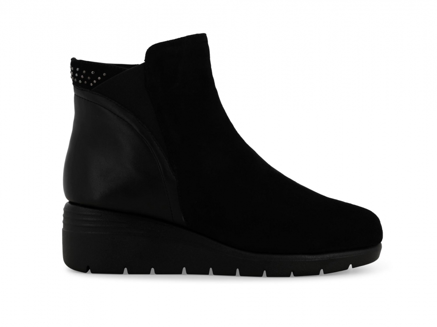 Stivaletto donna in camoscio e pelle nero k55274z