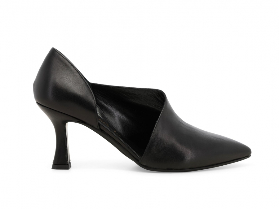 Décolleté donna aperto ai lati in pelle nero e5133z