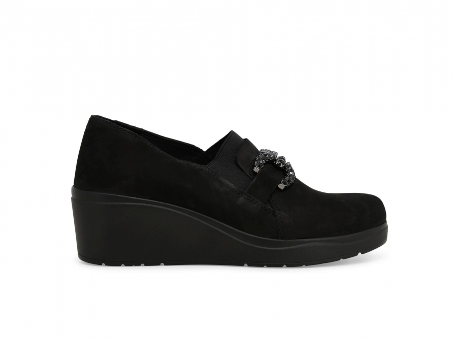 Mocassino comodo donna in morbida pelle nero k53018