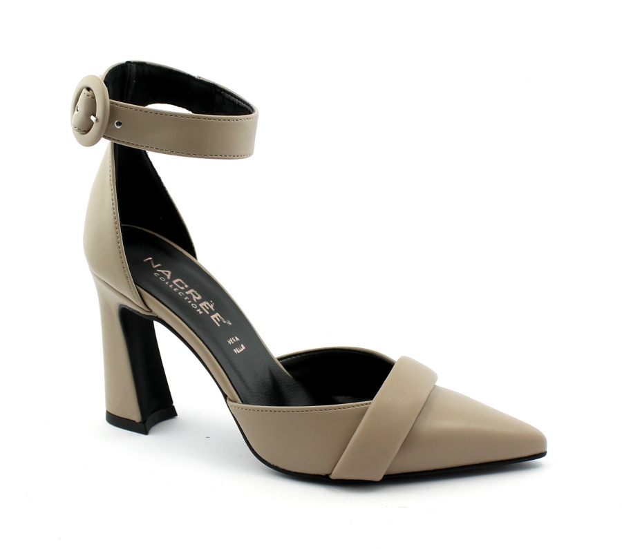 NACREE 6859Y022 tortora scarpe donna decolleté tacco punta cinturino