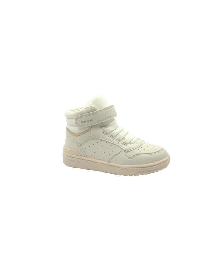 GEOX J36HXA ivory bianco scarpe bambino sneakers mid strappo lacci elastici 28/35