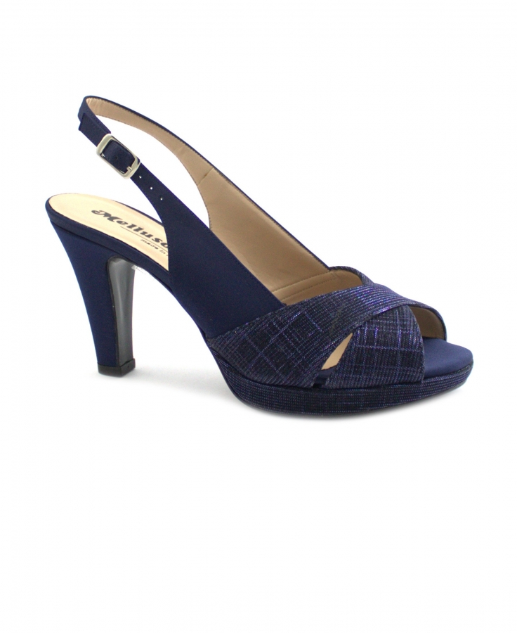 MELLUSO J585 notte blu scarpe donna sandalo tacco cinturino