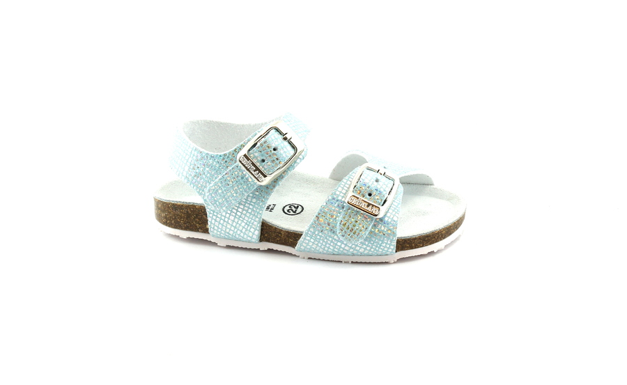 GRUNLAND AFRE SB0812 22 azzurro cielo sandalo bambina fibbie glitter