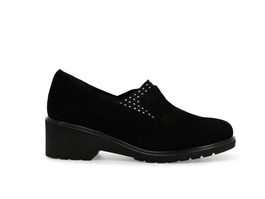 Mocassino donna in camoscio nero r35738z