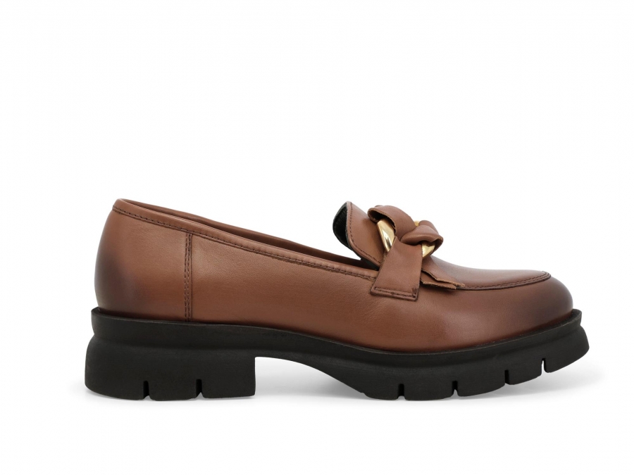 Mocassino donna in pelle cuoio 034340z