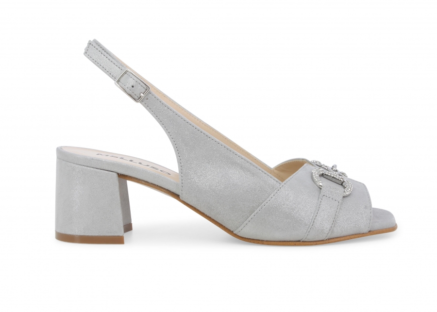Sandalo donna in pelle wash argento s641