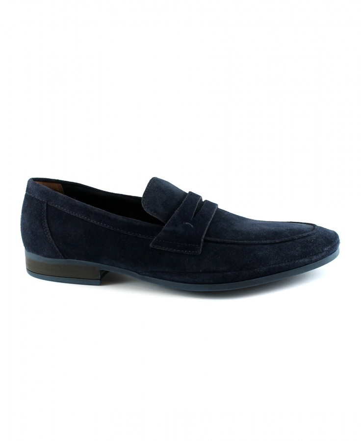 DINO'S VR-110 blu camoscio scarpe uomo mocassino pelle gomma college