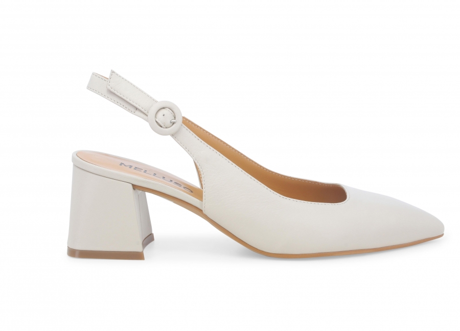 Décolleté donna slingback in pelle bianco milk d179z