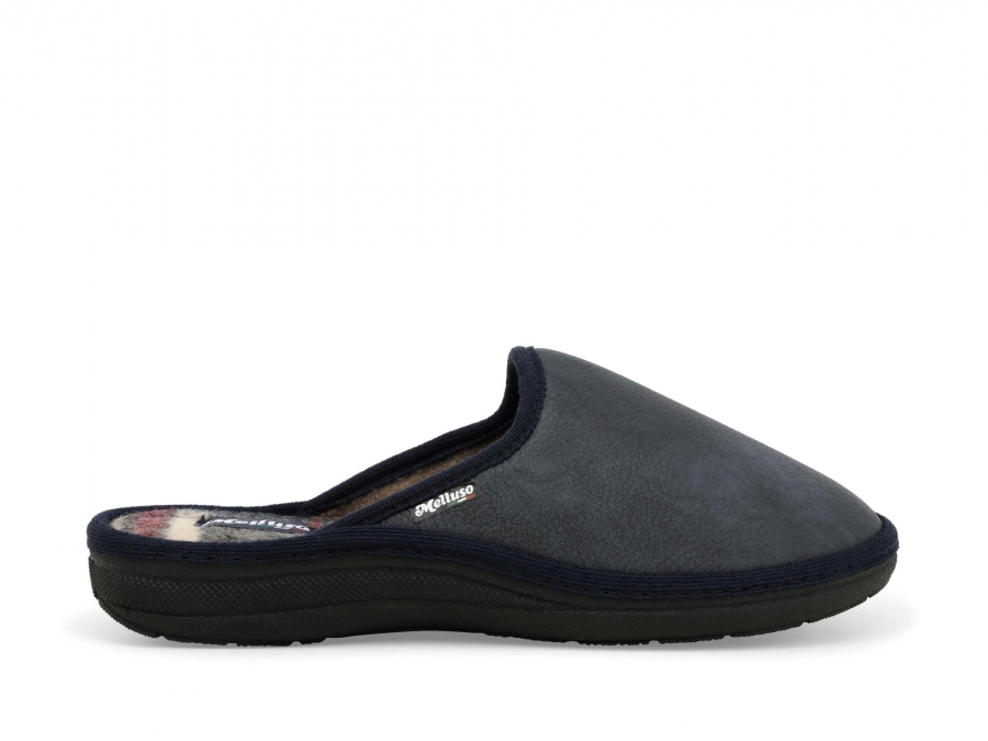 Pantofola uomo in similpelle camoscio blu pu167z