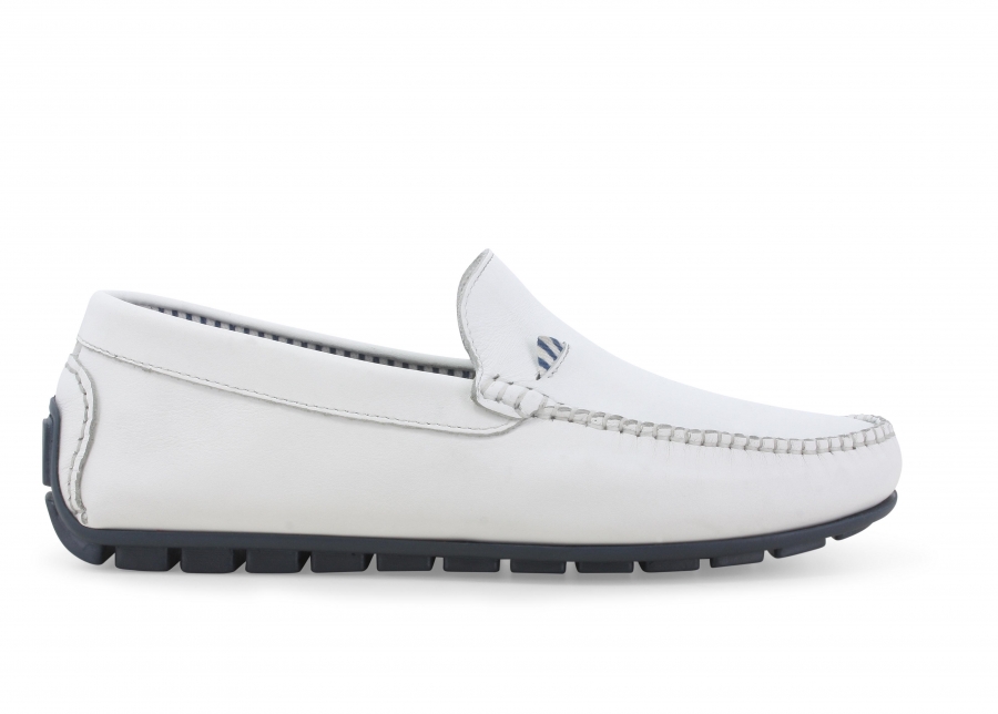 Mocassino uomo drive in pelle bianco u16012z