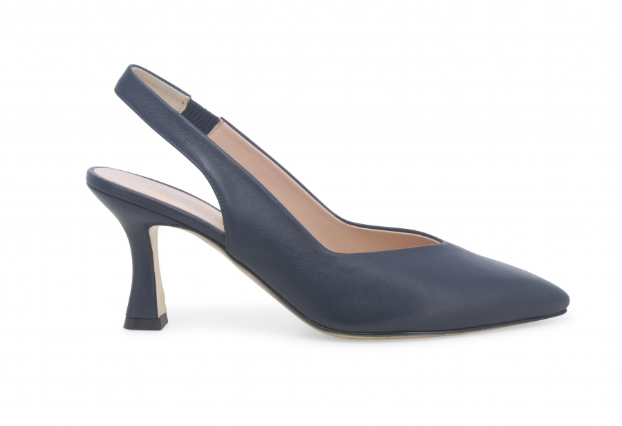 Décolleté donna slingback in pelle blu notte d168zv