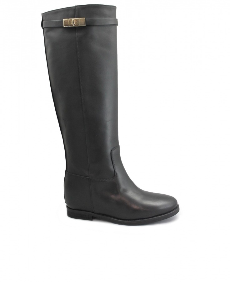 ANIMA IV338 nero scarpe stivale donna tubolare cinturino pelle
