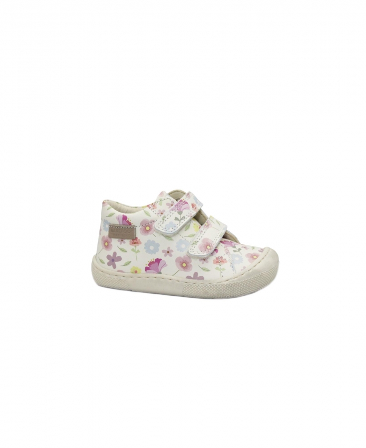NATURINO AMUR VL 18468 milk fiori scarpe bambina barefoot strappi pelle primi passi