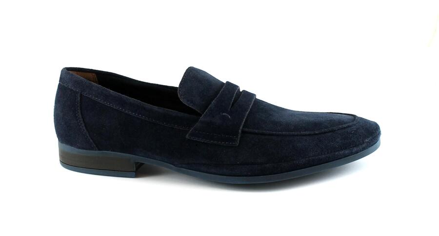 DINO'S VR-110 blu camoscio scarpe uomo mocassino pelle gomma college
