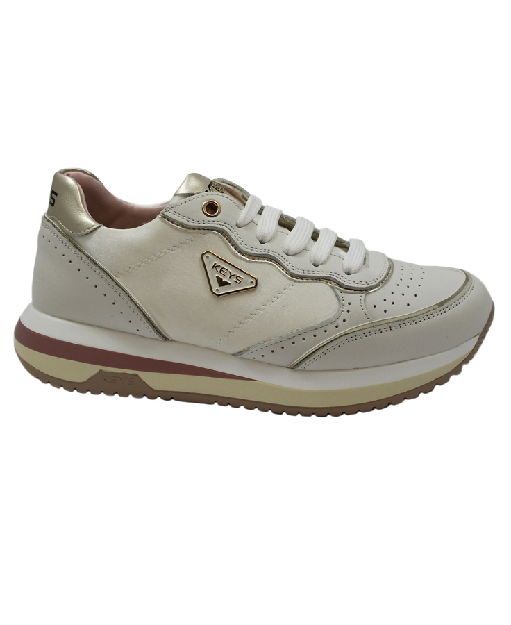 KEYS 9232 white bianco scarpe sneakers donna lacci zeppa