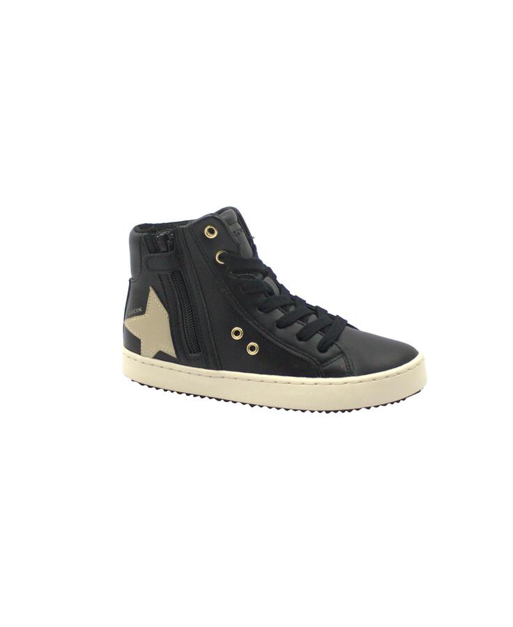 GEOX J044GA black platinum nero scarpe bambina sneakers lacci zip 36/39