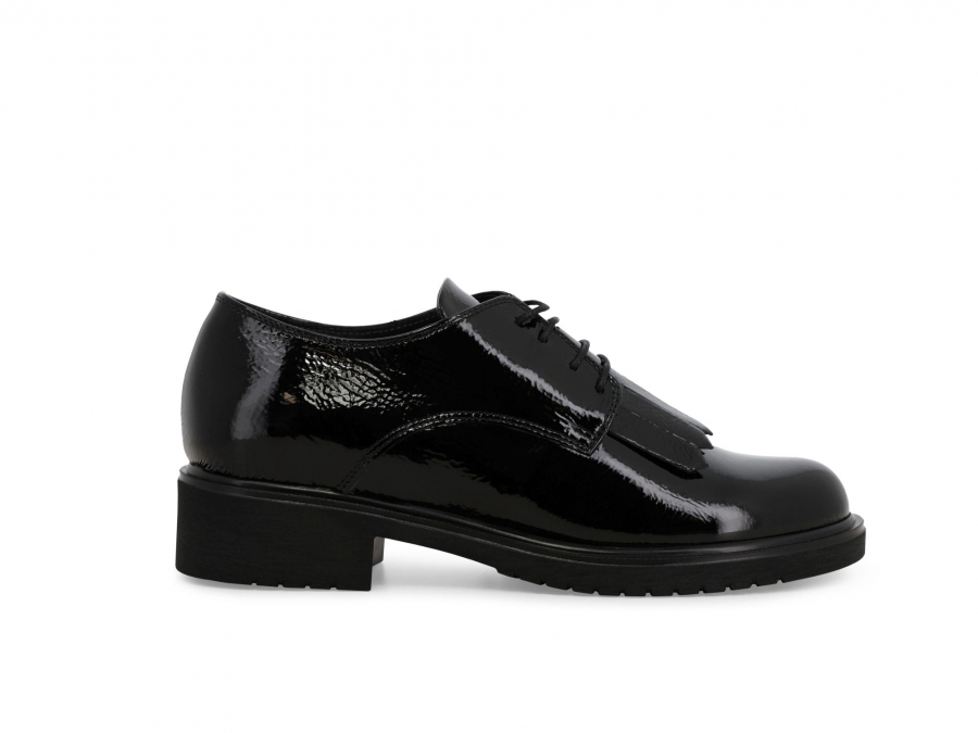 Mocassino allacciato donna in vernice nero r35503z