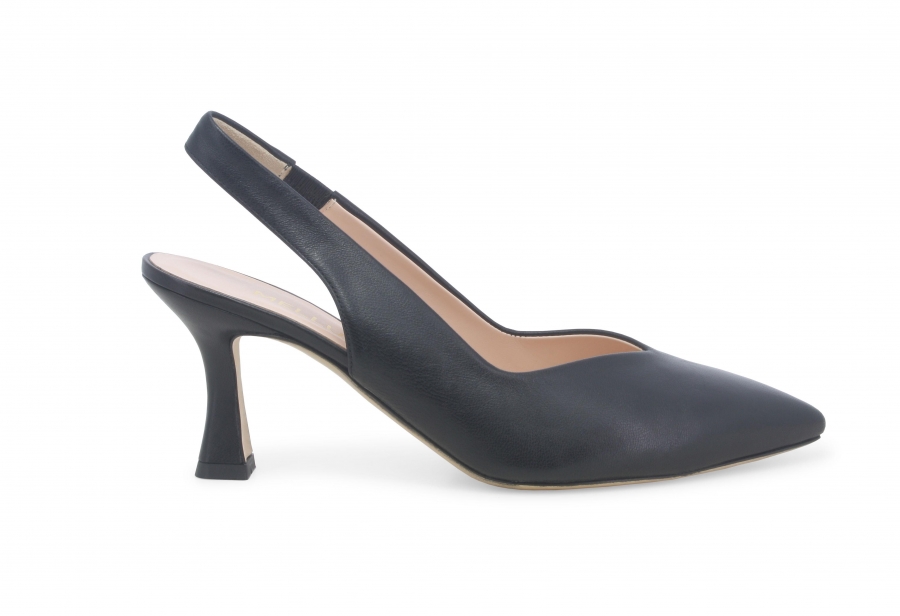Décolleté donna slingback in pelle nero d168zv