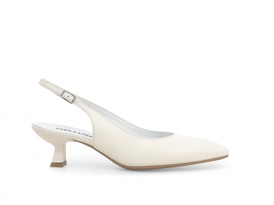 Décolleté donna slingback in pelle bianco d201