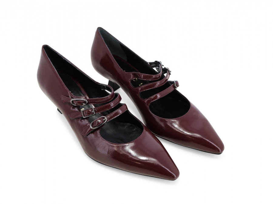 Décolleté donna in vernice comodo con cinturini bordo e5201