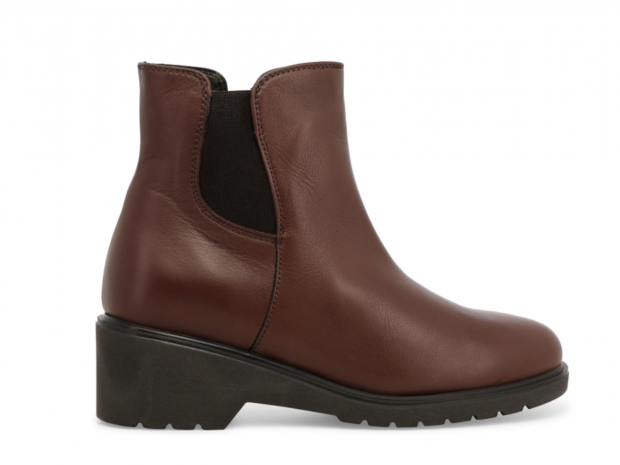 Stivaletto donna in pelle marrone r35600z