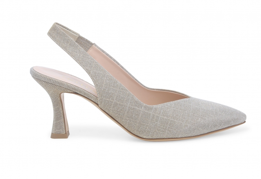 Décolleté donna slingback in tessuto platino d168zv