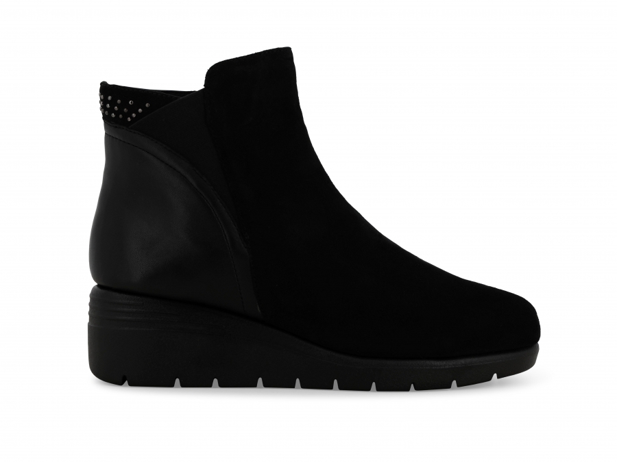 Stivaletto donna in camoscio e pelle nero k55274z