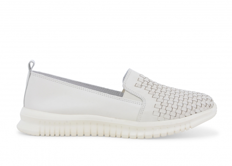 Mocassino donna in pelle intreccio crema 055043