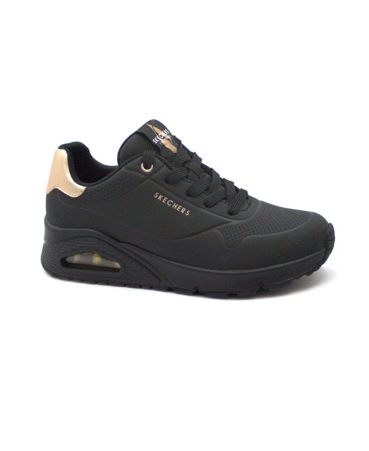 SKECHERS 177094 UNO black nero scarpe donna sneakers memory foam lacci