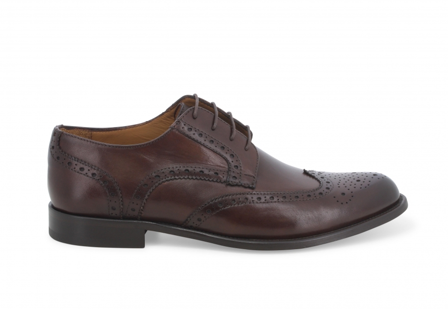 Scarpa uomo stringata derby coda di rondine in pelle marrone u90604z