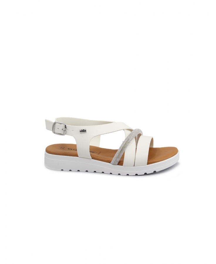 VALLEVERDE 24107 bianco sandali donna zeppetta fibbia strass