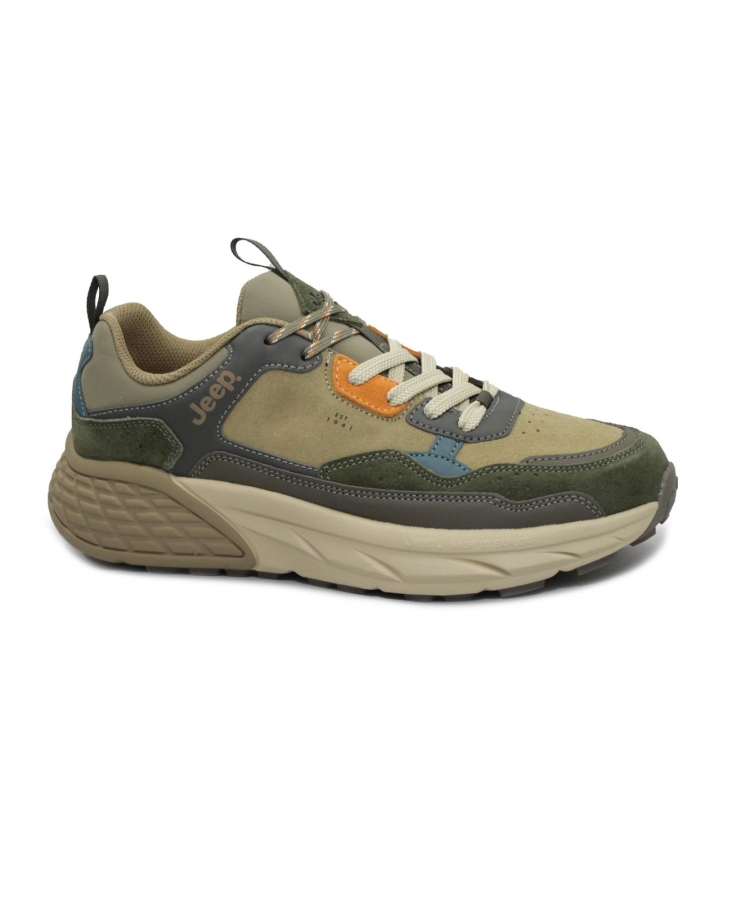 JEEP JM52070A GROOVE khaki verde scarpe uomo sneakers lacci pelle