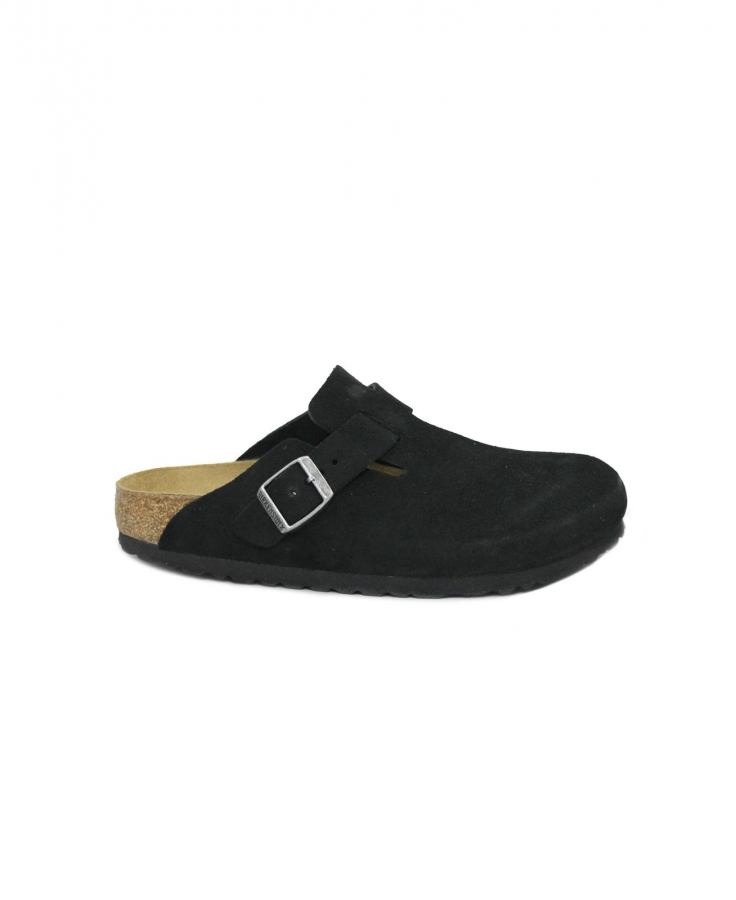 BIRKENSTOCK BOSTON 1027067 suede nero ciabatta zoccolo donna fibbia camoscio