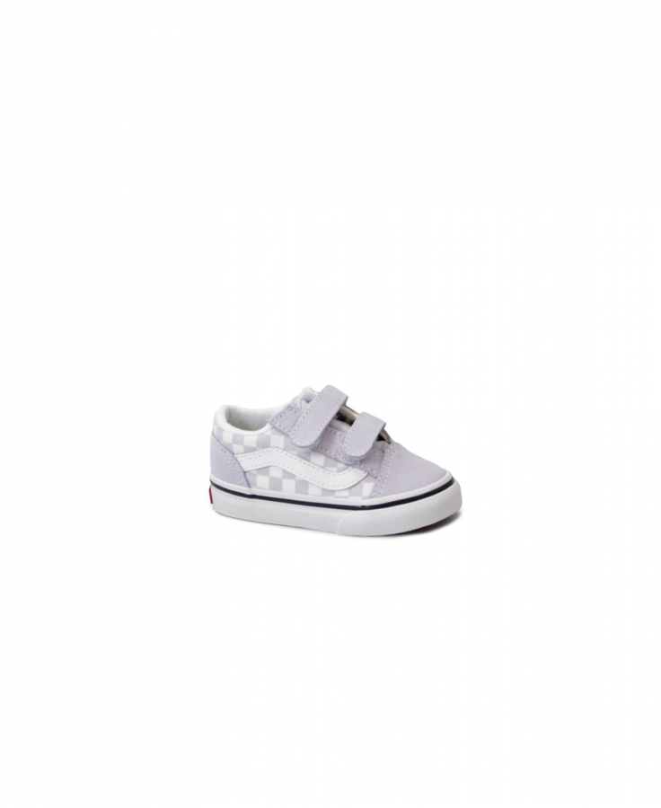 VANS OLD SKOOL V CHECKERBOARD lilla scarpe bambina sneakers strappi leopardato